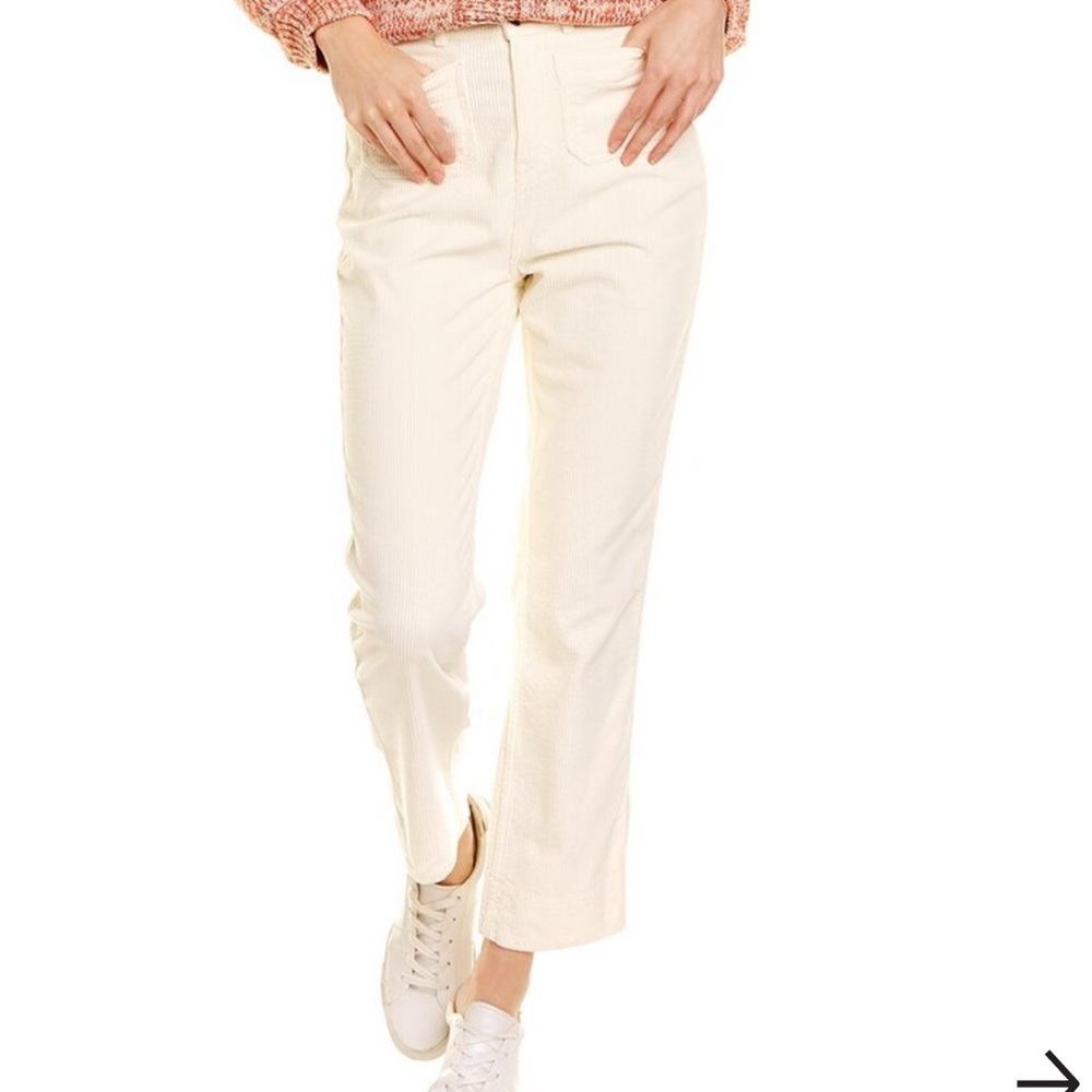 Faherty Portland Egret Cream Corduroy Wide Leg Flare High Waist Trouser Pant 27